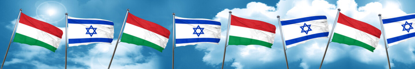 Hungary flag with Israel flag, 3D rendering