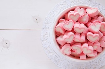 marshmallow heart shape background