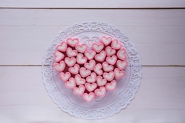 marshmallow heart shape background