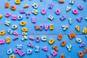 colorful alphabet with love