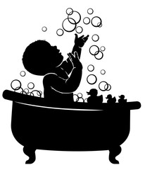 Silhouette Baby  bathroom Spen bubbles