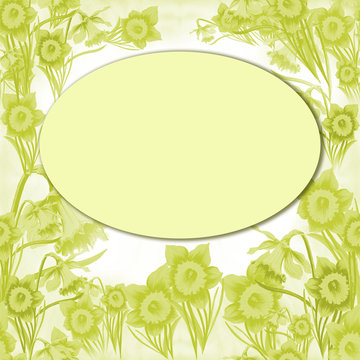 Flowers - daffodils on watercolor background. Drawing ink. Spring Flower. Wallpaper. Use printed materials, signs, posters, postcards, packaging.