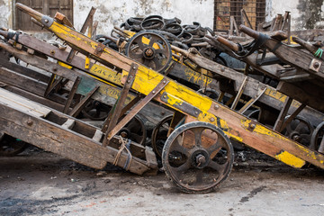 Old wooden carts, old Delhi