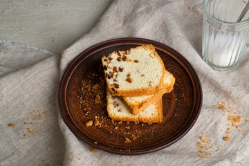 banana bread with raisins. rustic style