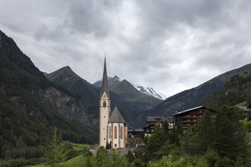 Fototapeta na wymiar Mountain landscape and the Christian Church