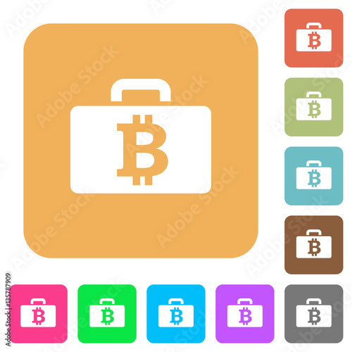 "Bitcoin bag rounded square flat icons" Stock image and royalty-free