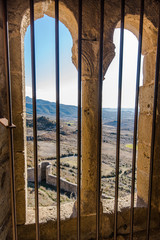 view from Ancient medieval Loarre knight's Castle in Spain