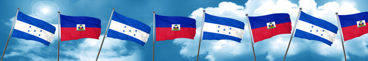 Honduras flag with Haiti flag, 3D rendering