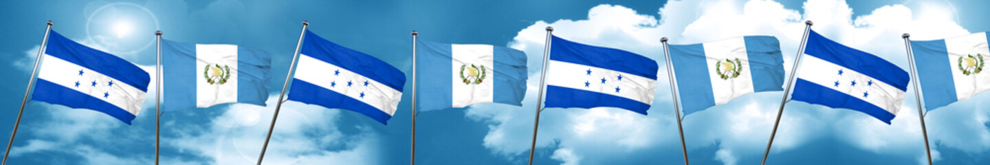 Honduras flag with Guatemala flag, 3D rendering