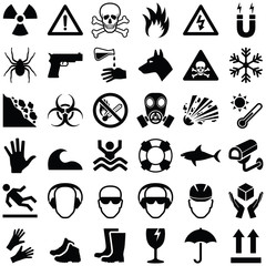 Danger and Warning icon collection - illustration 