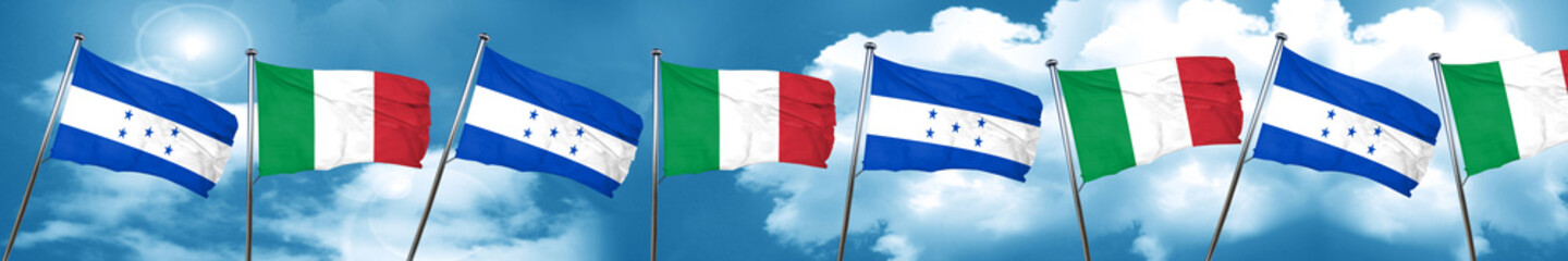 Honduras flag with Italy flag, 3D rendering