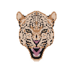 Pixel art face leopard logo