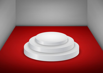 Vector round white podium background.