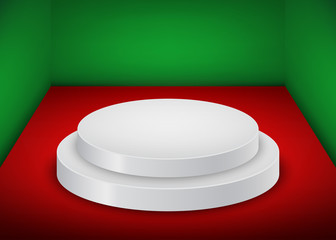 Vector round white podium background.