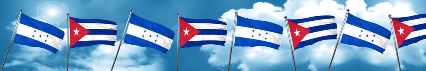 Honduras flag with cuba flag, 3D rendering