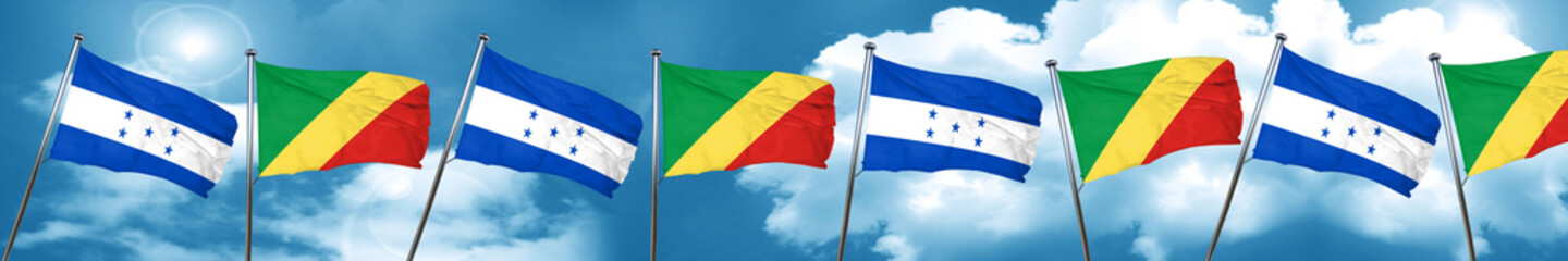 Honduras flag with congo flag, 3D rendering