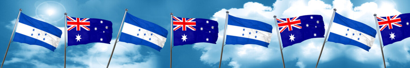 Honduras flag with Australia flag, 3D rendering