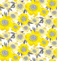 gold stylized floral seamless pattern. abstract camellia flowers