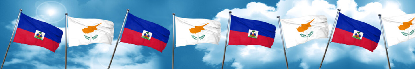 Haiti flag with Cyprus flag, 3D rendering