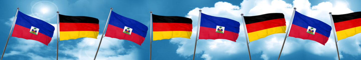 Haiti flag with Germany flag, 3D rendering