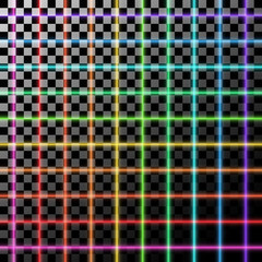 Vector illustration of neon grid, isolated on transparent background.