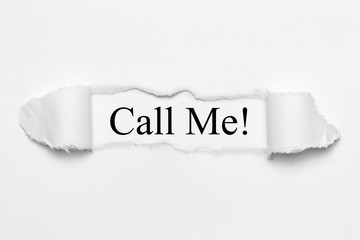 Call Me! on white torn paper