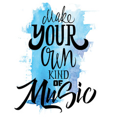 Vector print T-shirts for music. Abstract background with hand l