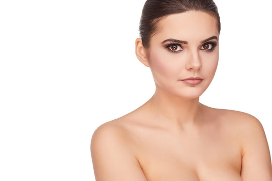 Beautiful Woman Face Portrait Beauty Skin Care Concept. Fashion