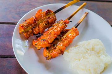Thai street food roasting chicken Soft-focus image