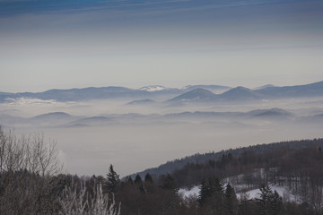 Kaczawskie and Rudawy Janowickie Mountains in Winter