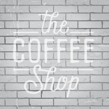 Fototapeta Hand drawn lettering slogan on brick wall background