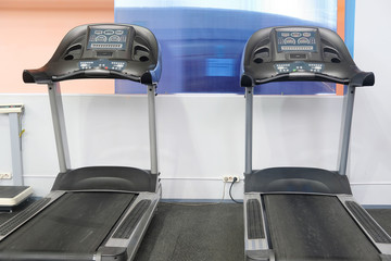 Treadmills in a fitness hall