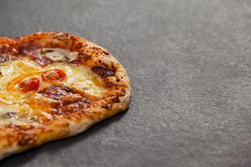 Delicious italian pizza served on pizza tray