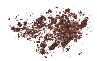 Chopped chocolate isolated on white