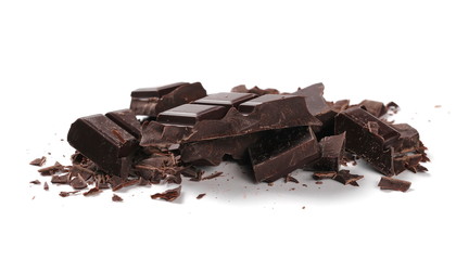 Chopped chocolate isolated on white