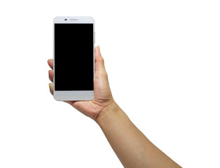 hand people are hold phone white background