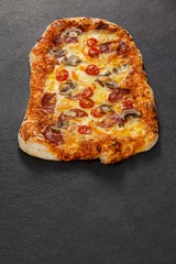Delicious italian pizza served on grey background