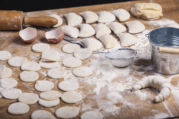 Making pierogis - dumplings