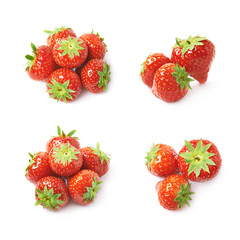 Pile of few strawberries isolated