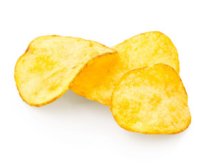 Potato chips isolated on white background