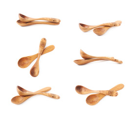 Wooden serving spoon isolated