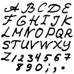 English ABC alphabet or typeface. Grunge style