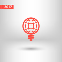 GLOBAL Light bulb  icon, vector illustration. Flat design style