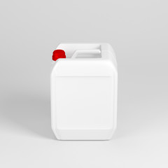 White plastic canister jerry can, 3d rendering