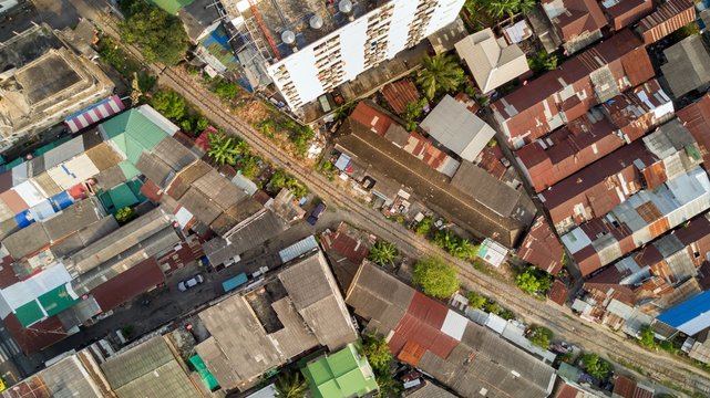 Aerial view on railway in Bangkok
