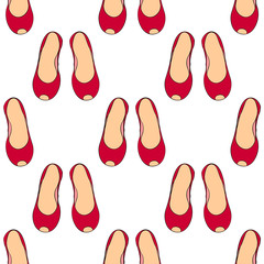 women's shoes without heels red, seamless pattern