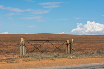 Panoramic view of old door of dry land at north of Western Australia, Australia