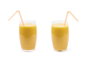 Glass filled with smoothie isolated