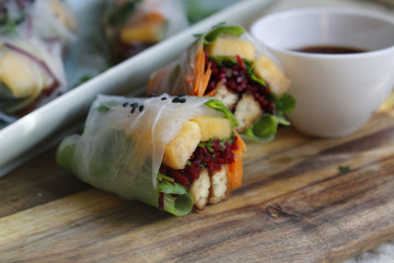Fresh Spring Roll made of rice paper 