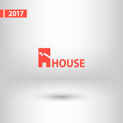 House icon. Sample text, vector illustration. Flat design style 